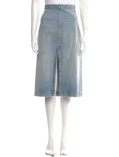 Pre-owned Khaite Embroidered Accent Knee-length Skirt In Blue