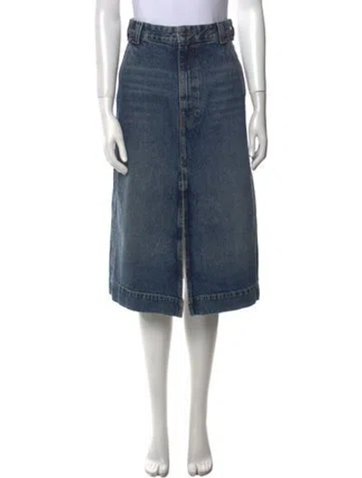 Pre-owned Khaite Embroidered Accent Midi Length Skirt In Blue