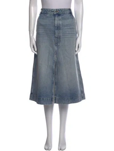 Pre-owned Khaite Embroidered Accent Midi Length Skirt In Blue