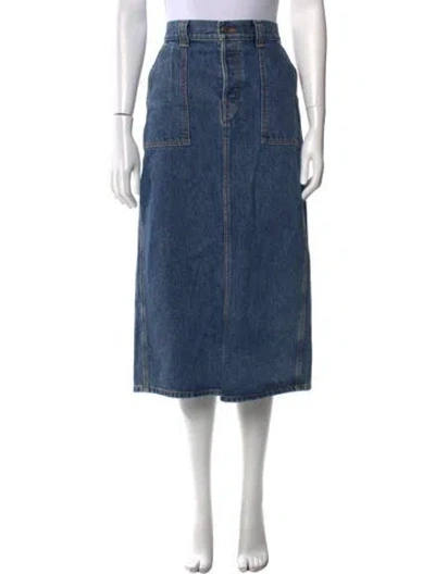 Pre-owned Khaite Embroidered Accent Midi Length Skirt In Blue