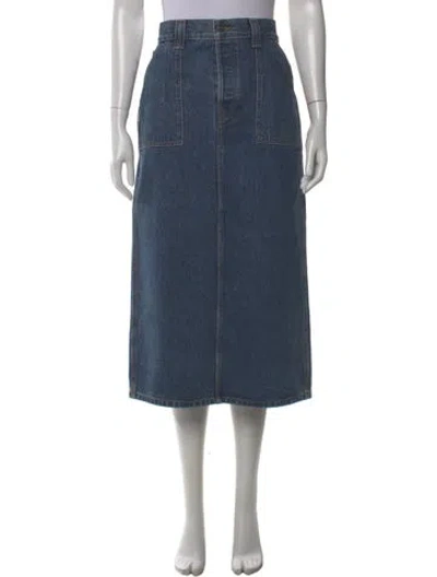 Pre-owned Khaite Embroidered Accent Midi Length Skirt In Blue