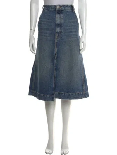 Pre-owned Khaite Embroidered Accent Midi Length Skirt In Blue