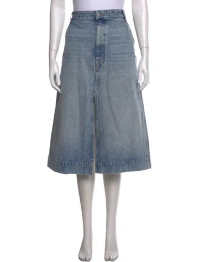 Pre-owned Khaite Embroidered Accent Midi Length Skirt In Blue