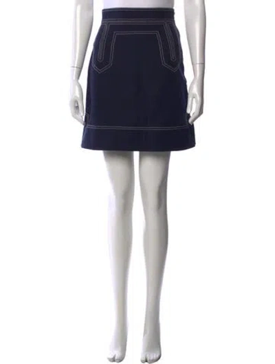 Pre-owned Khaite Embroidered Accent Mini Skirt In Blue