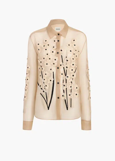 Khaite Embroidered Floral Shirt In Ivory