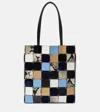 Khaite Emma Embellished Paneled Leather And Suede Shoulder Bag In Multicoloured