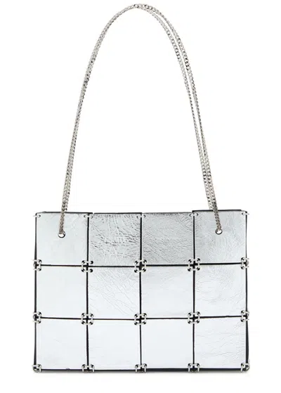 Khaite Emma Mini Panelled Metallic Leather Tote Bag In Silver