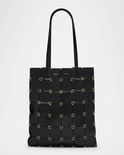Khaite Emma Small Paneled Leather Tote Bag In Black