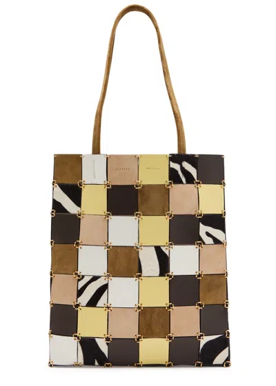 Khaite Emma Small Panelled Suede Tote Bag In Multi