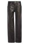 Khaite Emmet Low Waist Straight Leg Leather Pants In Black