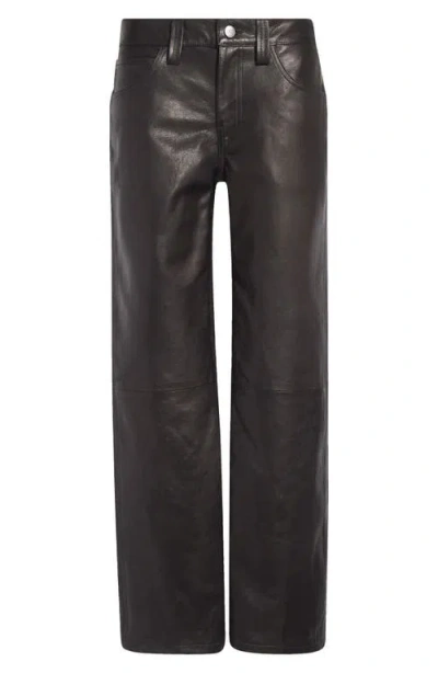 Khaite Emmet Low Waist Straight Leg Leather Pants In Black