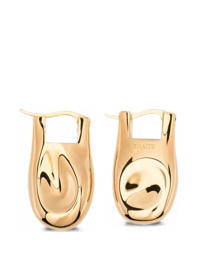 Khaite Engraved-logo Earrings In Gold