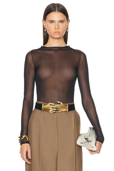 Khaite Enzo Superfine Knit Silk Bodysuit In Black