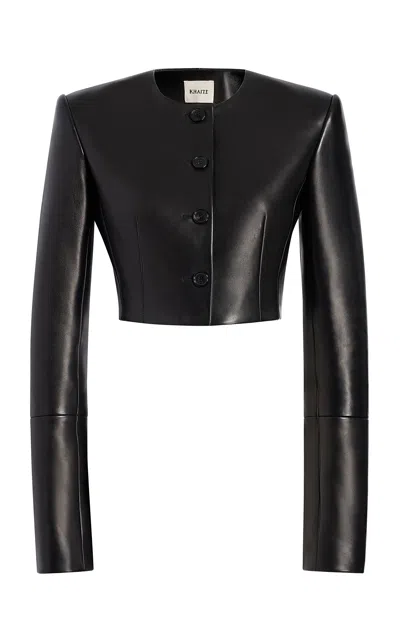 Khaite Enzo Plonge Leather Jacket In Black