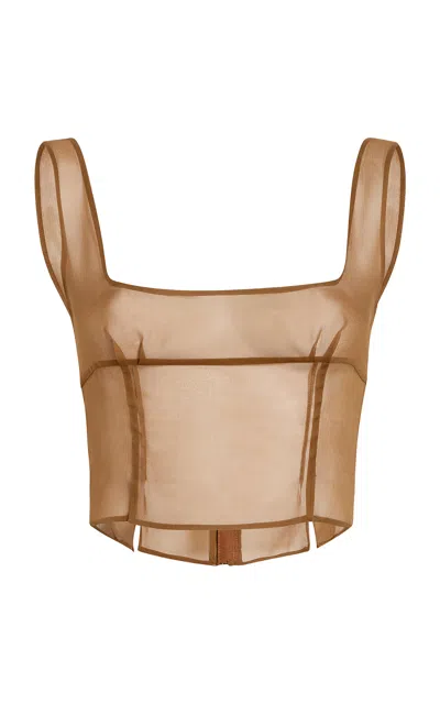 Khaite Estelle Scoop-neck Silk Top In Brown
