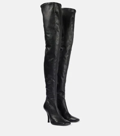 Khaite Eva 100 Leather Over-the-knee Boots In Black