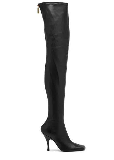 Khaite Eva 100 Leather Over-the-knee Boots In Black
