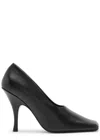 Khaite Eva Peep-toe Leather Pumps In Black