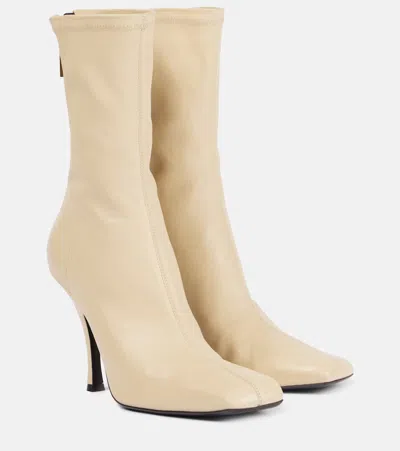 Khaite 100mm Eva Leather Mid Calf Boots In Sand