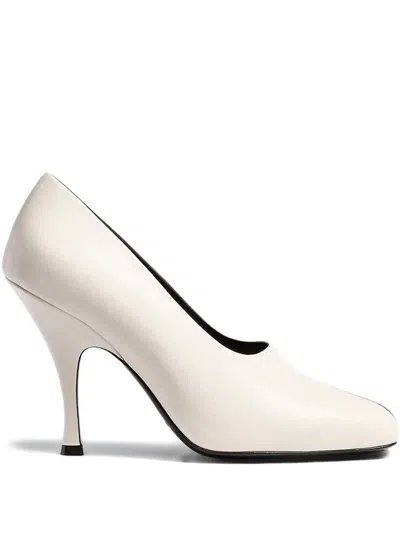 Khaite Eva Peep Toe Pumps In White