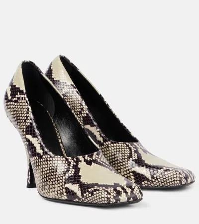 Khaite Eva Snake-effect Leather Pumps In Neutrals