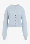 Khaite Everheart Button-front Cashmere Cardigan In Blue
