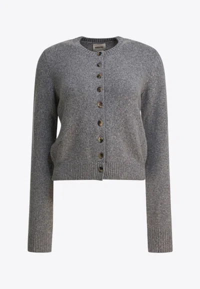 Khaite Everheart Crewneck Cardigan In Gray
