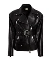 Khaite Fabbie Belted Leather Jacket In Black