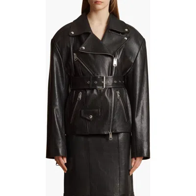 Khaite Fabbie Leather Jacket In Black