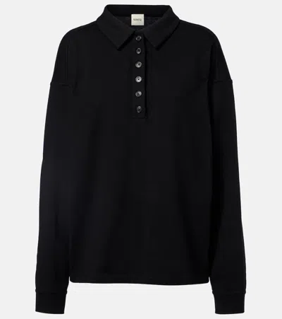 Khaite Faithful Silk Jersey Polo Sweater In Black