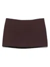 Khaite Jett Wool Blend Mini Skirt In Brown