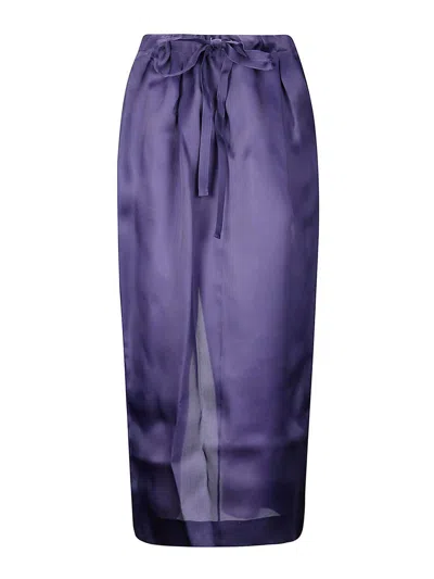 Khaite Long Blue Silk Skirt