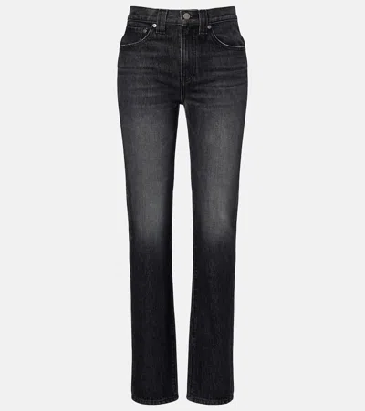 Khaite Farley Mid-rise Slim Jeans In Black