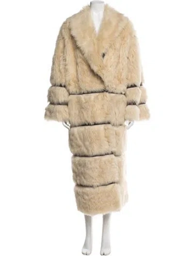 Pre-owned Khaite Faux Fur Coat In Neutral
