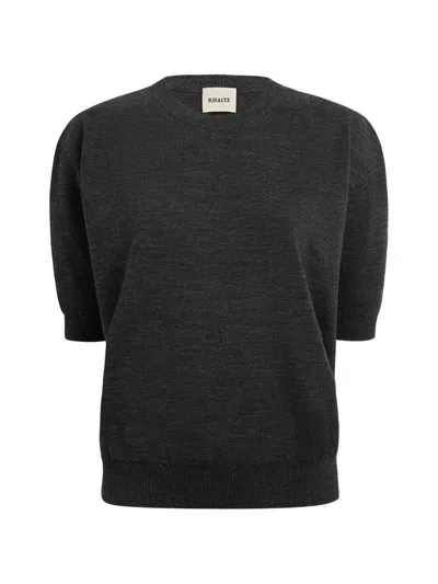 Khaite Faye Short-sleeve Sweater In Black