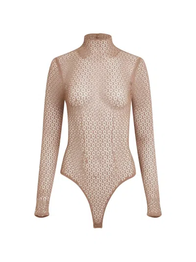 Khaite Fena Lace Bodysuit In Neutral