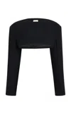 Khaite Fenla Crepe Cropped Jacket In Black
