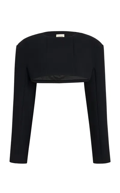 Khaite Fenla Crepe Cropped Jacket In Black