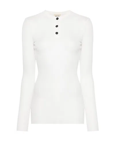 Khaite Fine-ribbed Long-sleeve T-shirt In White