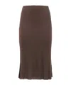 Khaite Fine-ribbed Midi Skirt In Brown