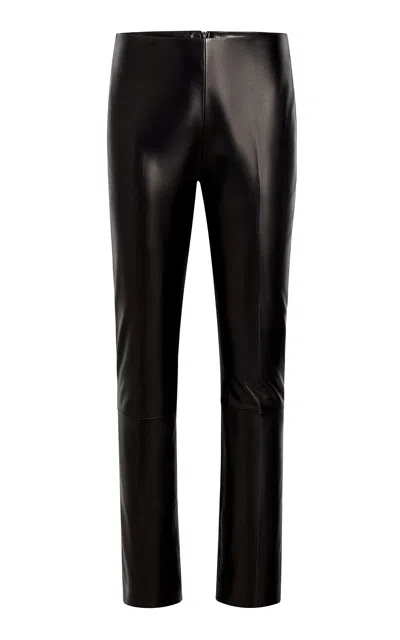 Khaite Finleigh Mid-rise Leather Skinny-leg Pants In Black