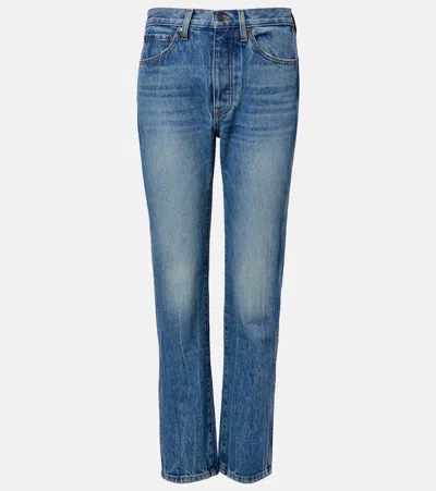 Khaite Finley Cropped Straight Jeans In Blue