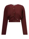 Khaite Cropped Finn Cardigan In Burgundy
