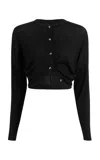 Khaite Finn Cropped Merino-wool Cardigan In Black