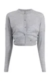Khaite Finn Cropped Merino-wool Cardigan In Grey