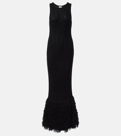 Khaite Fiore Silk And Cashmere Maxi Dress In Black
