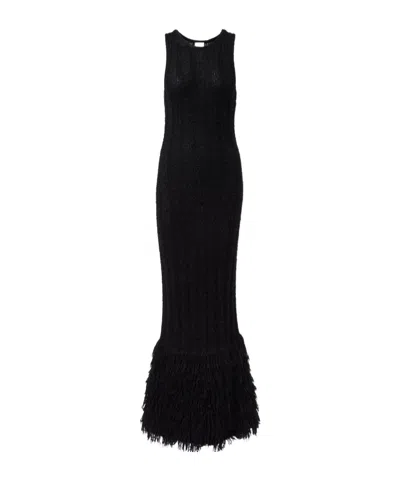 Khaite Fiore Silk And Cashmere Maxi Dress In Black