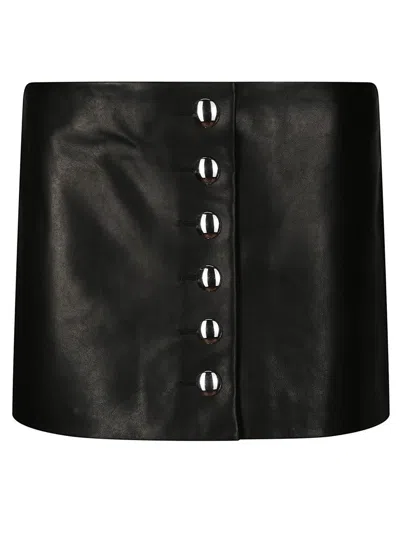 KHAITE FITTED LEATHER SKIRT WITH FRONT BUTTON CLOSURE