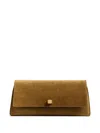Khaite Flap Leather Clutch Bag In Brown