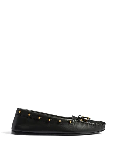 Khaite Flat Leather Loafers In Black